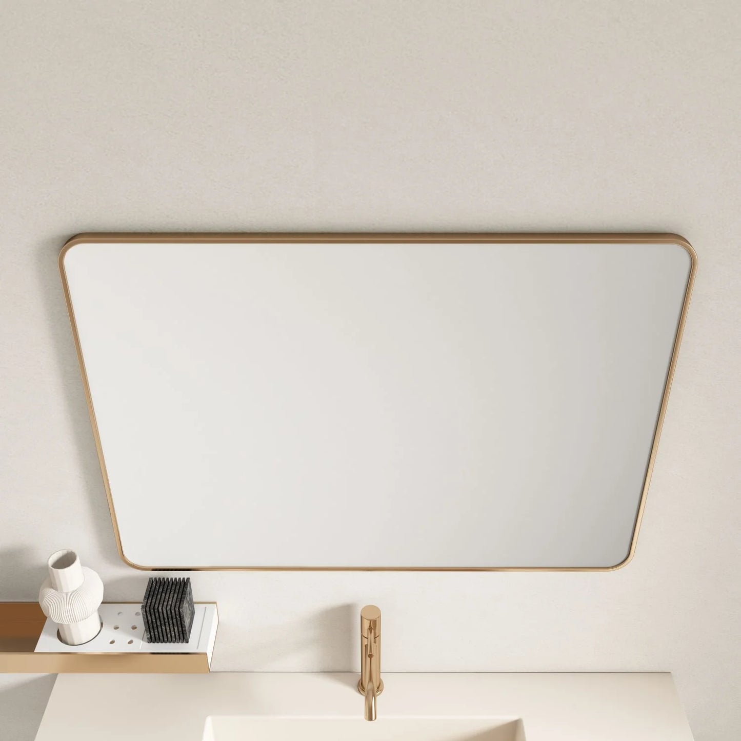 Aluminum Framed 900mm Rectangular Mirror - Brushed Gold