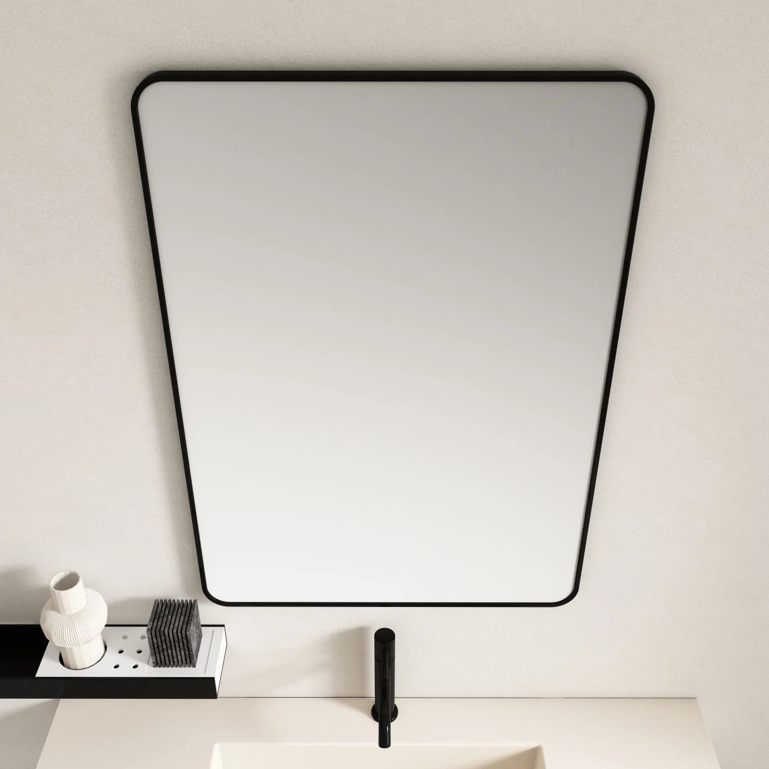 Aluminum Framed 600mm Rectangular Mirror- Matt Black
