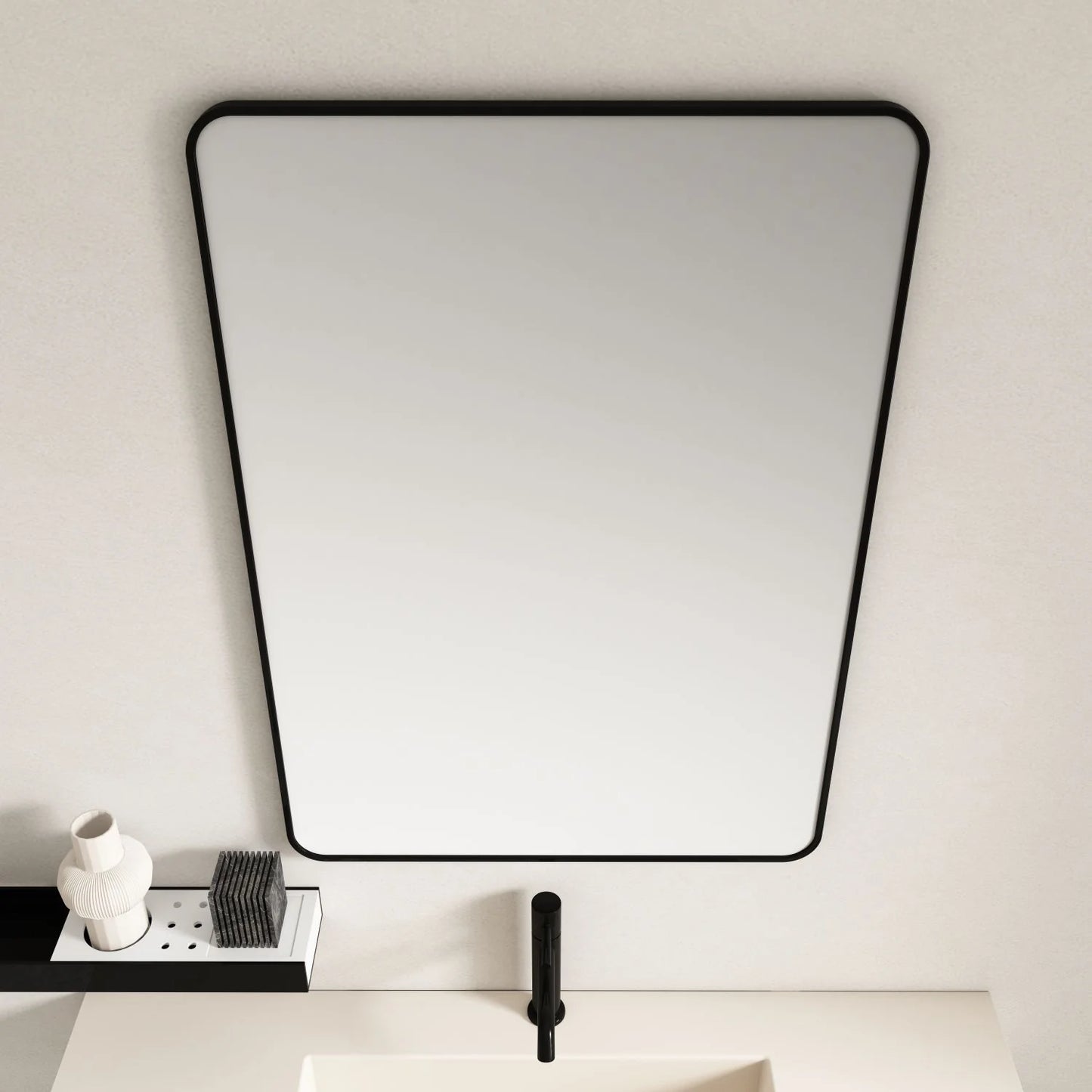 Aluminum Framed 600mm Rectangular Mirror- Matt Black