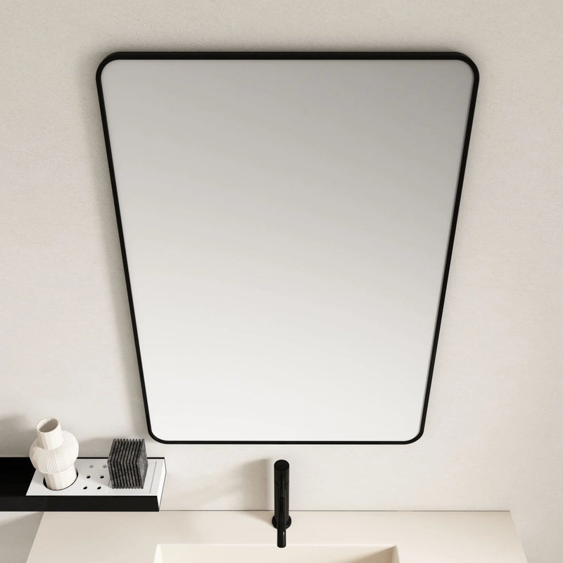 Aluminum Framed 600mm Rectangular Mirror- Matt Black