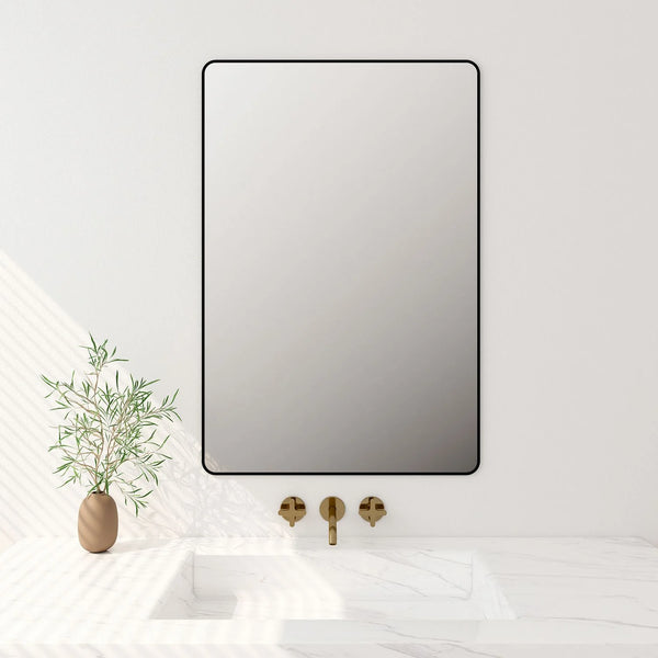 Aluminum Framed 600mm Rectangular Mirror- Matt Black