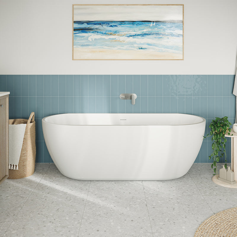 Fienza Dalia Back-to-Wall Acrylic Bath with Overflow, 1700mm