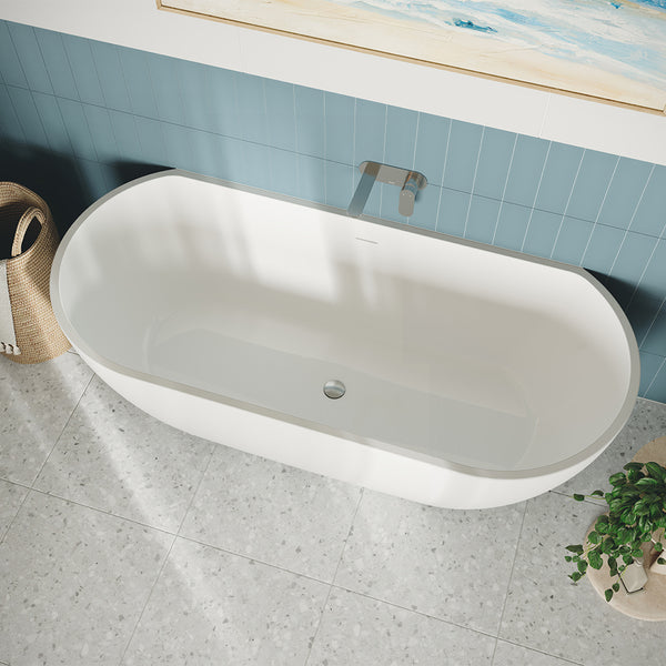 Fienza Dalia Back-to-Wall Acrylic Bath with Overflow, 1700mm