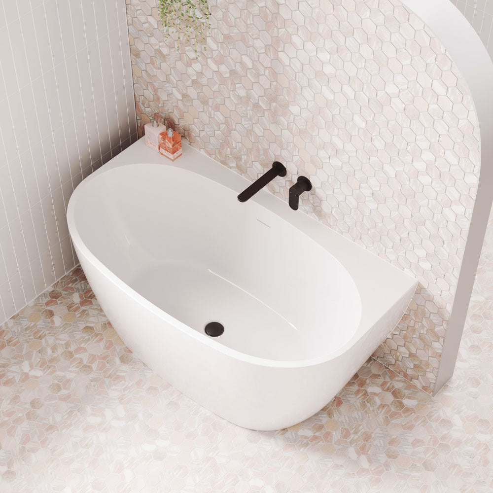 Fienza Keeto 1300mm Back To Wall Acrylic Bath with Overflow
