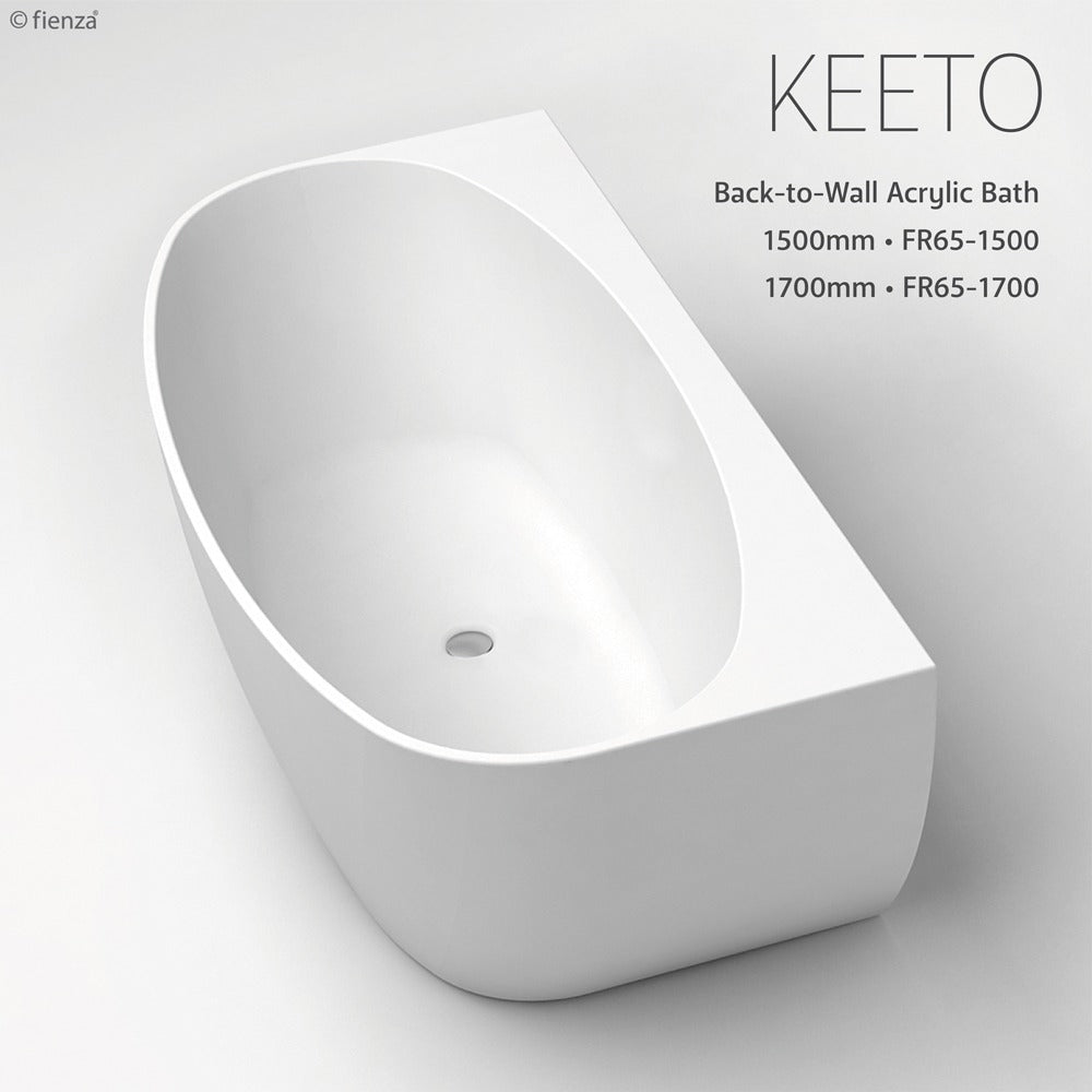 Fienza KEETO 1500mm Back to wall Acrylic Bath Gloss White