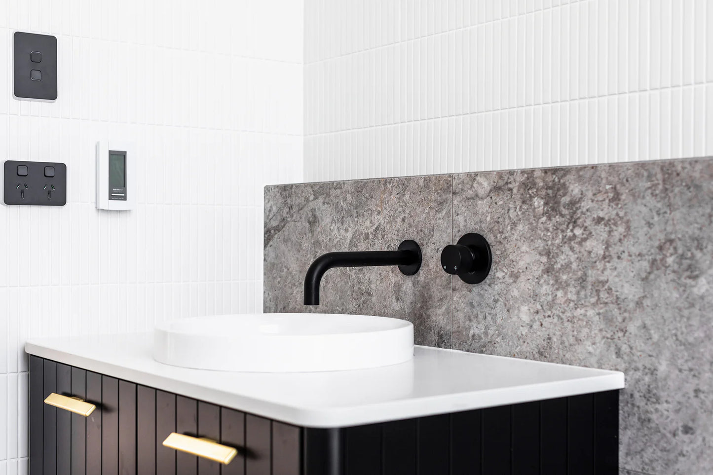 Meir Round Pinless Wall Mixer Matte Black