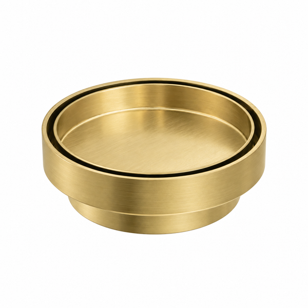 Fienza Round 2-in-1 Tile Bed Floor Waste, 88mm Outlet, Urban Brass
