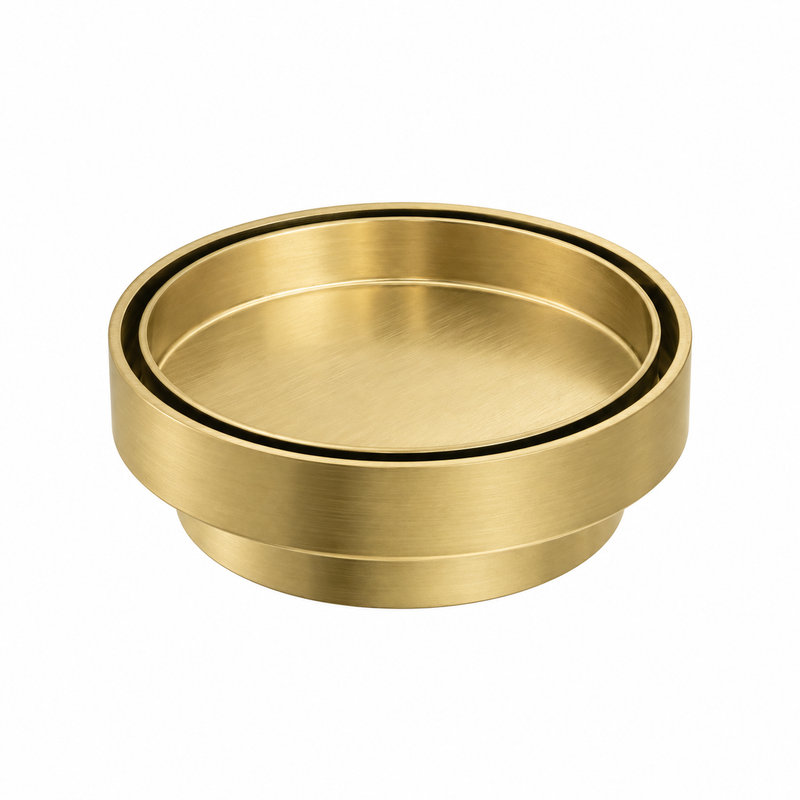 Fienza Round 2-in-1 Tile Bed Floor Waste, 88mm Outlet, Urban Brass