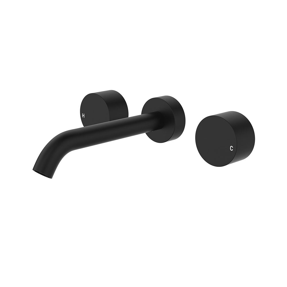 Fienza Kaya Wall Set - Round Taps - 180mm Outlet - Matte Black 338102B-LF