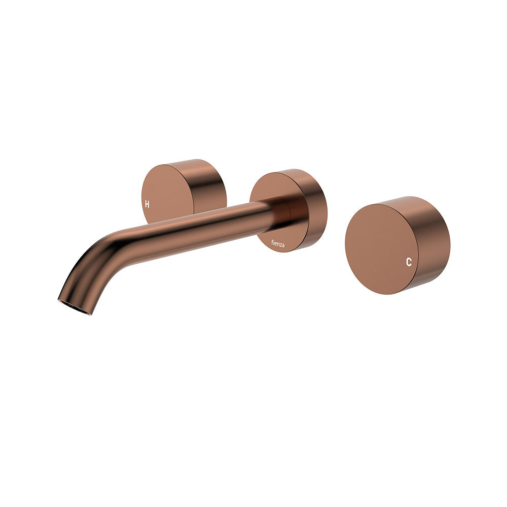 Fienza Kaya Wall Set - Round Taps - 180mm Outlet - Brushed Copper 338102CO-LF
