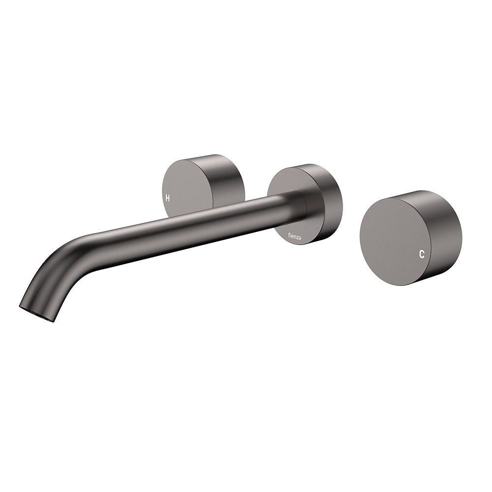 Fienza Kaya Wall Set - Round Taps - 220mm Outlet - Gun Metal 338102GM-220-LF