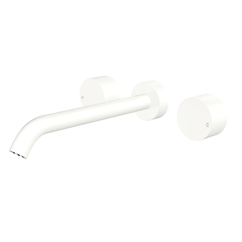 Fienza Kaya Wall Set - Round Taps - 220mm Outlet - Matte White 338102MW-220