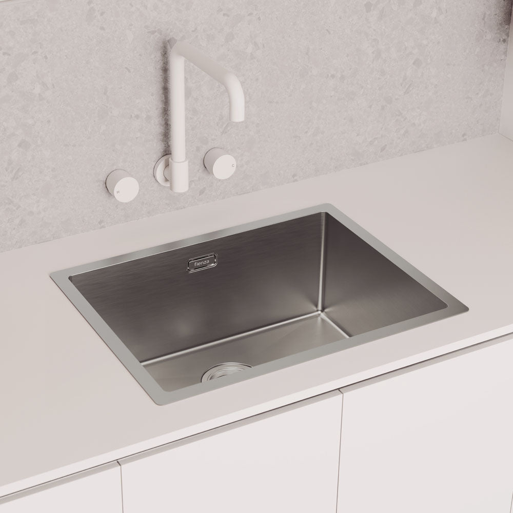 Fienza Kaya Squareline Wall Set - Round Taps - Matte White 338105MW-LF alternate view