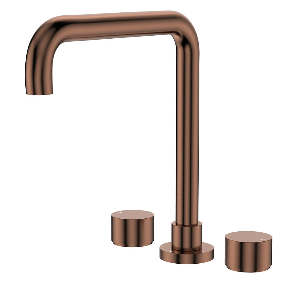 Fienza Kaya Squareline Hob Set - Round Taps - Brushed Copper 338106CO-LF