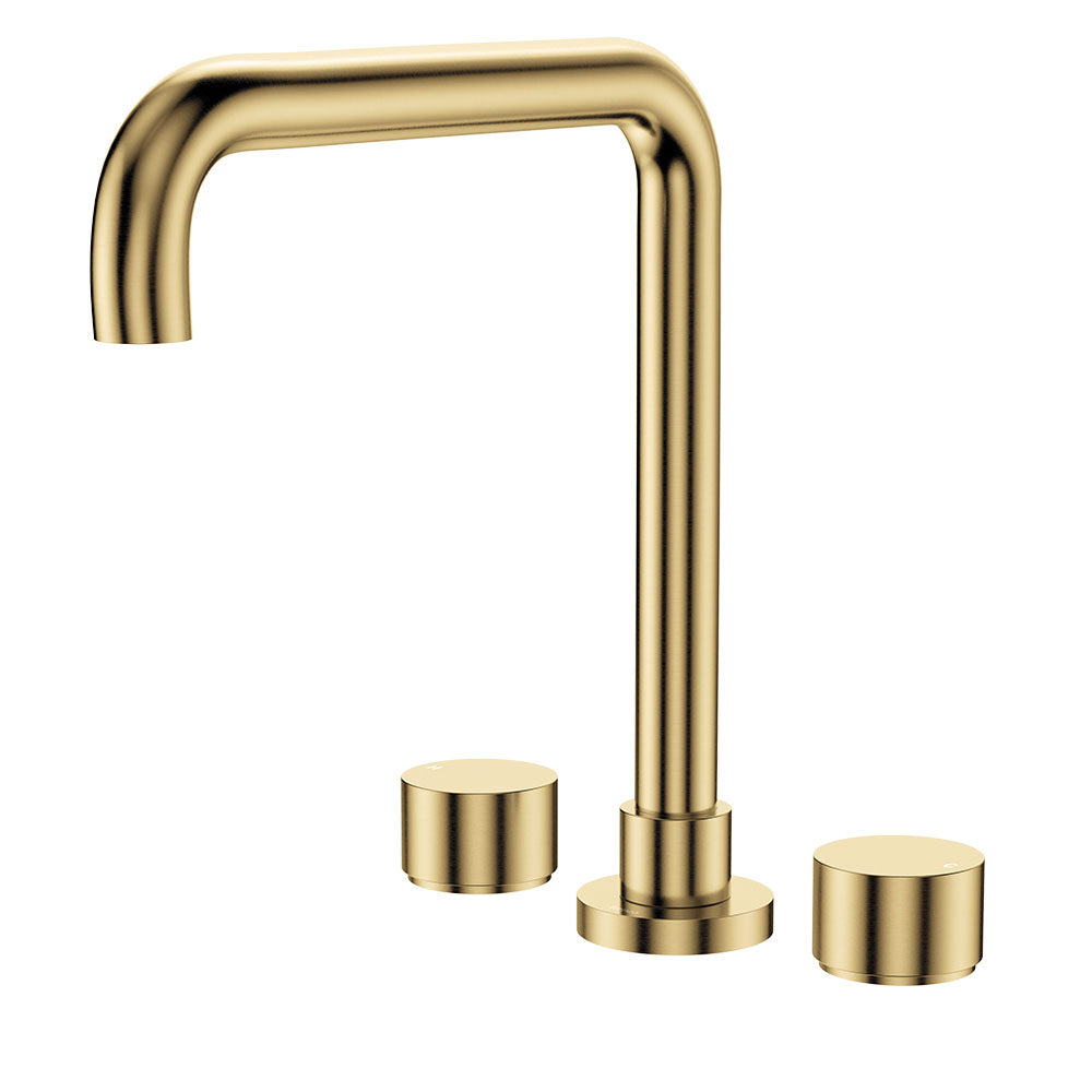 Fienza Kaya Squareline Hob Set - Round Taps - Urban Brass 338106UB-LF