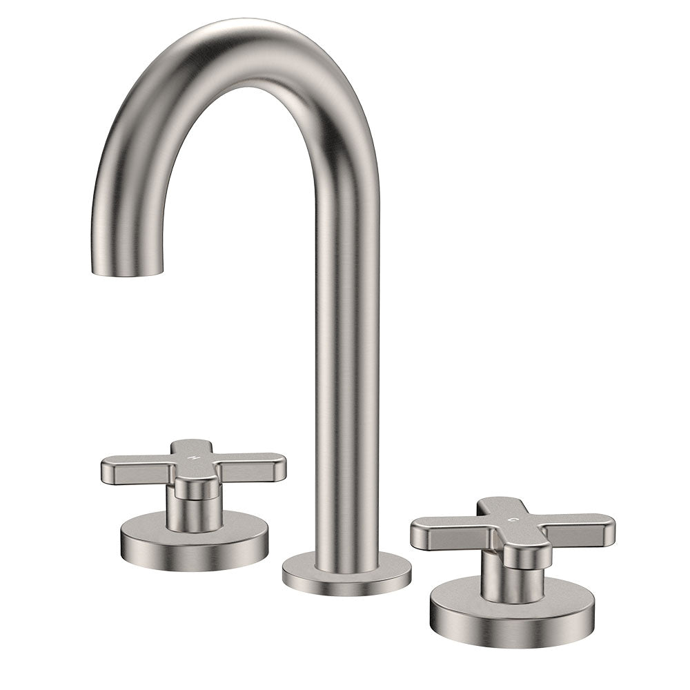 Fienza Kaya Round Hob Set - Cross Taps - Brushed Nickel 343101BN-LF