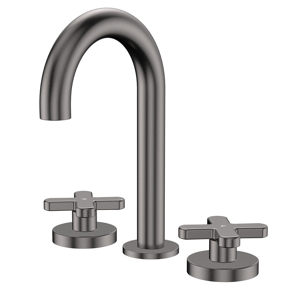 Fienza Kaya Round Hob Set - Cross Taps - Gun Metal 343101GM-LF