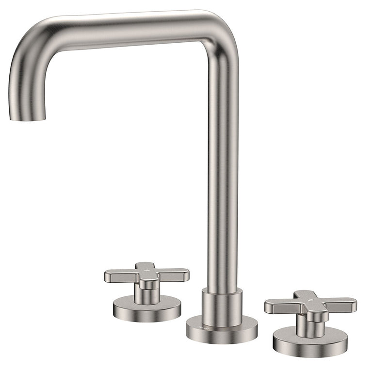 Fienza Kaya Squareline Hob Set - Cross Taps - Brushed Nickel 343106BN-LF