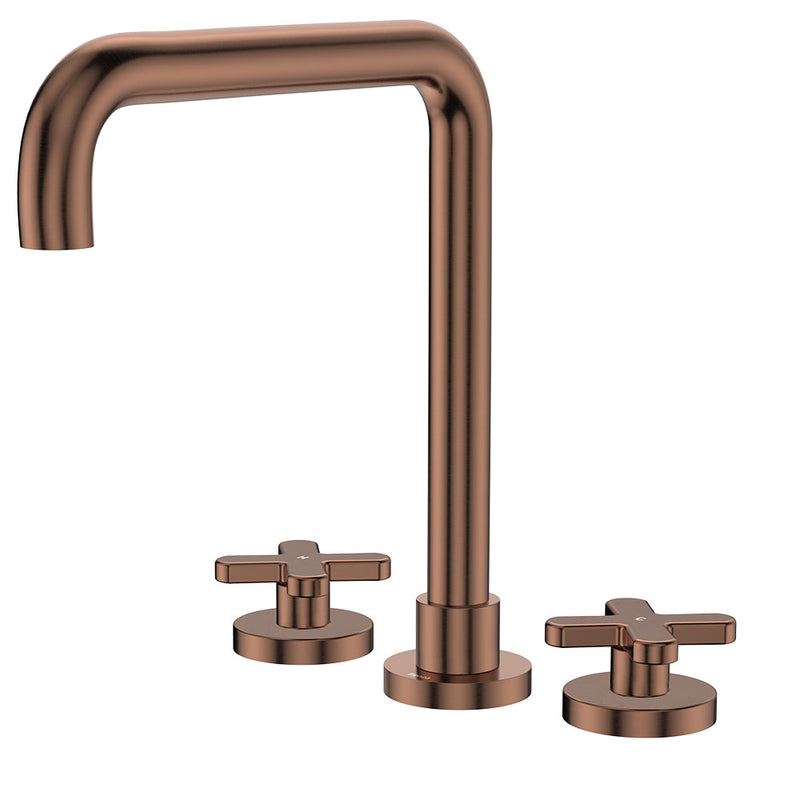 Fienza Kaya Squareline Hob Set - Cross Taps - Brushed Copper 343106CO-LF