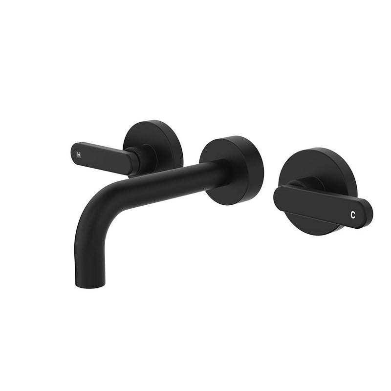 Fienza Kaya Wall Set - Lever Taps - 130mm - Matte Black 344102B-130-LF
