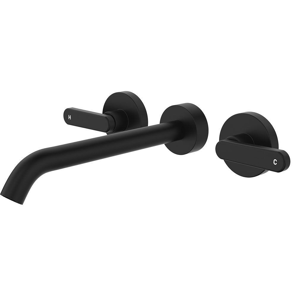 Fienza Kaya Wall Set - Lever Taps - 220mm - Matte Black 344102B-220-LF