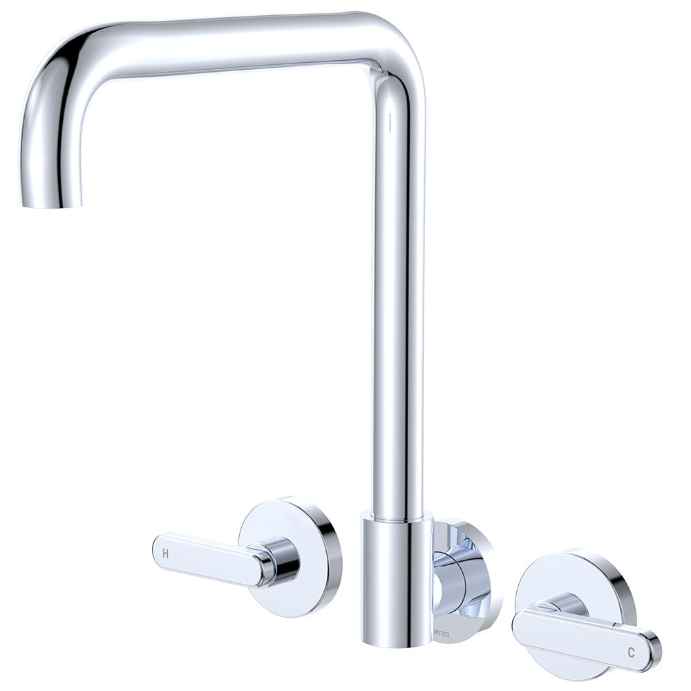Fienza Kaya Squareline Wall Set - Lever Taps - Chrome 344105-LF