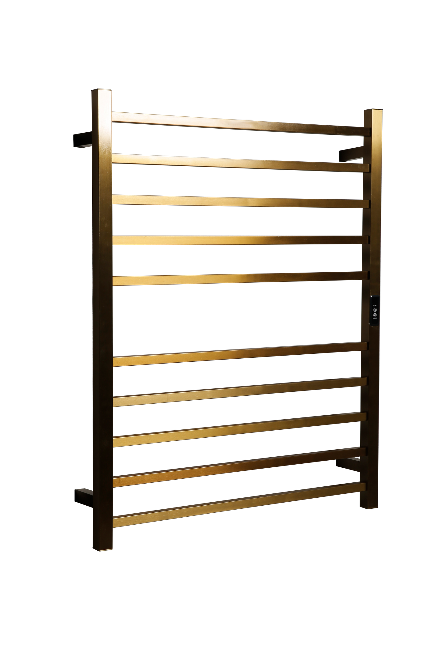 Hotwire Flat Square Heated Towel Rail 10 Bars Gold 900hx700w Inc Timer