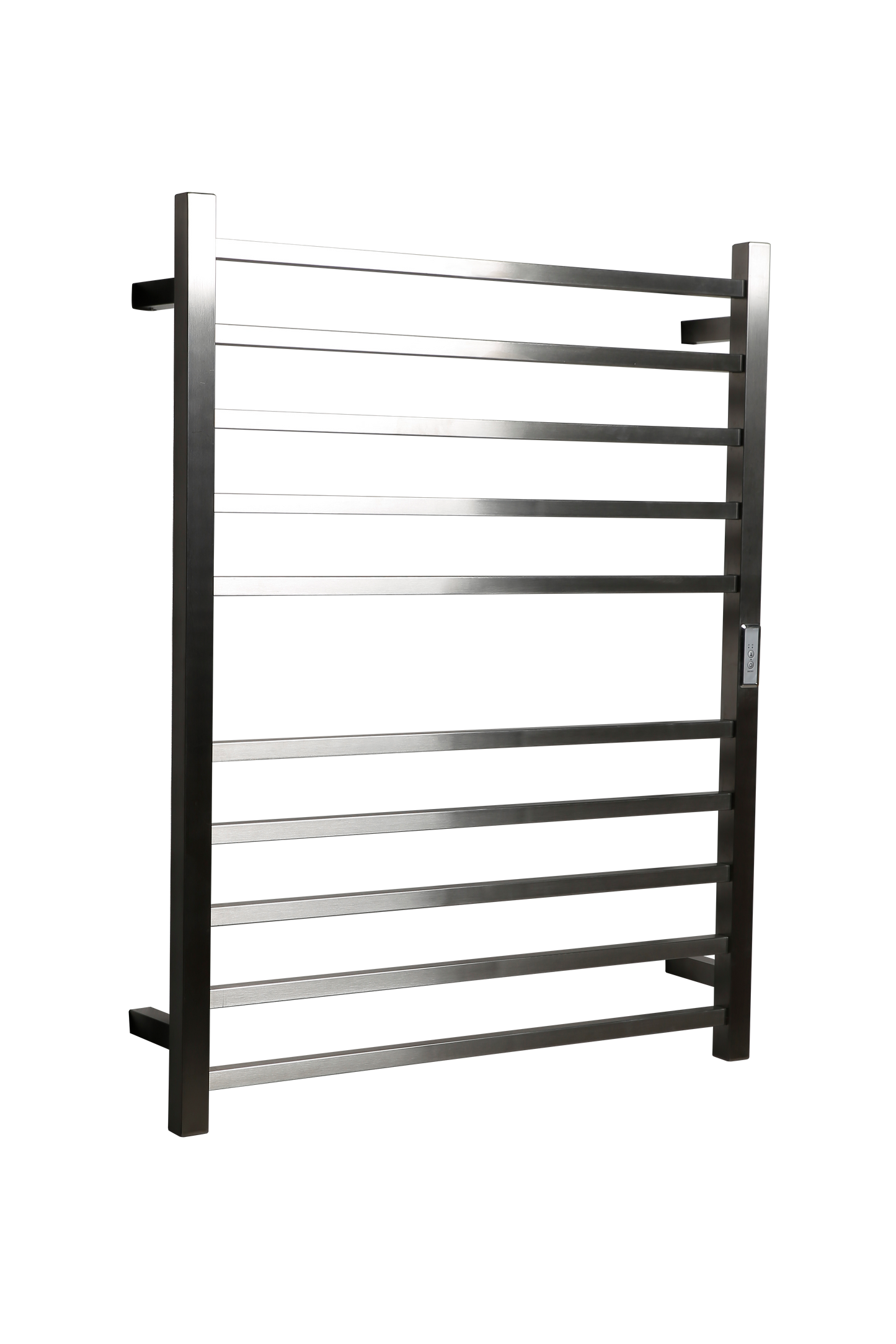 Hotwire Flat Square Heated Towel Rail 10 Bars Brushed Nickel 900hx700w Inc Timer