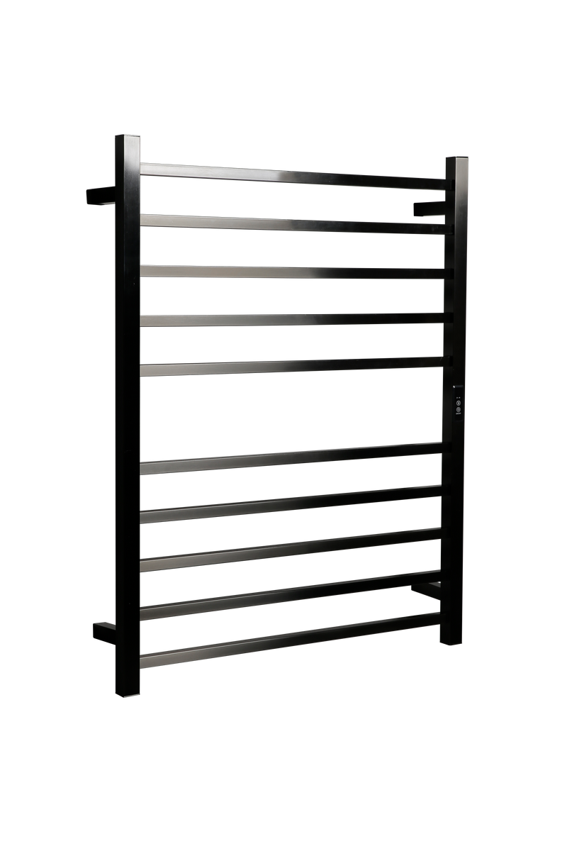 Hotwire Flat Square Heated Towel Rail 10 Bars Gun Metal 900hx700w Inc Timer