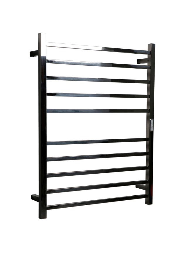 Hotwire Flat Square Heated Towel Rail 10 Bars Chrome 900hx700w Inc Timer