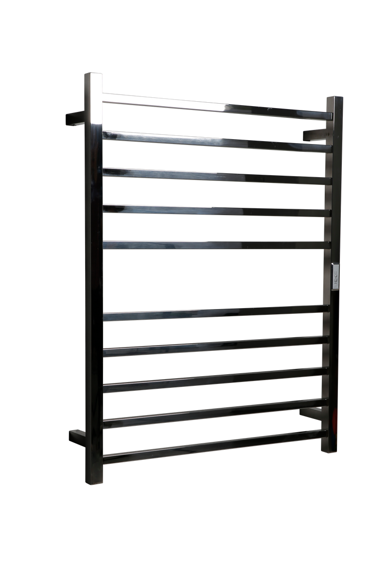Hotwire Flat Square Heated Towel Rail 10 Bars Chrome 900hx700w Inc Timer