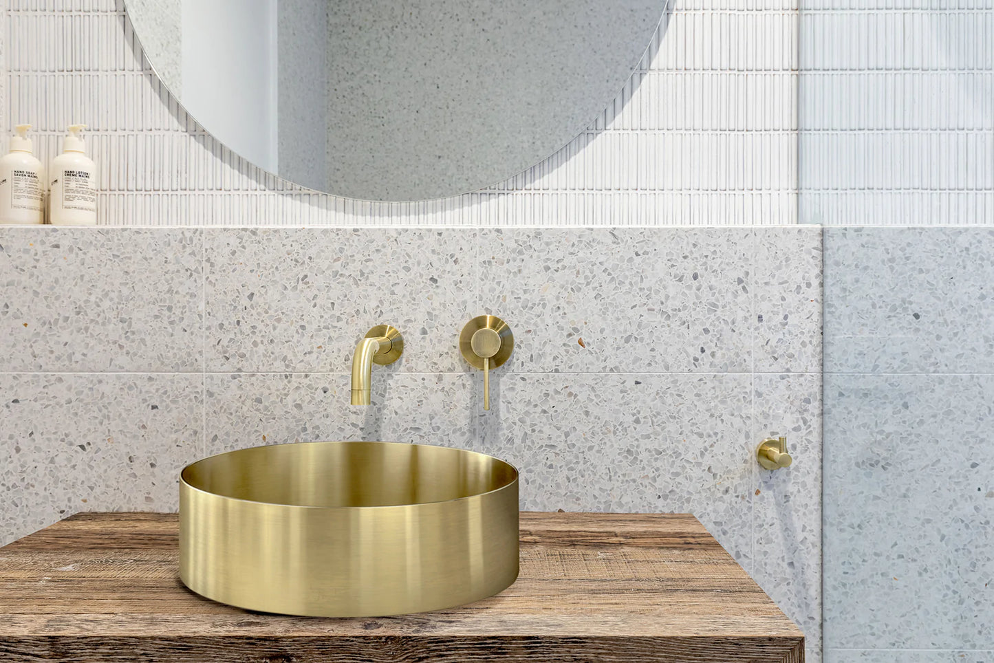 Meir Round Stainless Steel Bathroom Basin 380mm x 110mm PVD Tiger Bronze