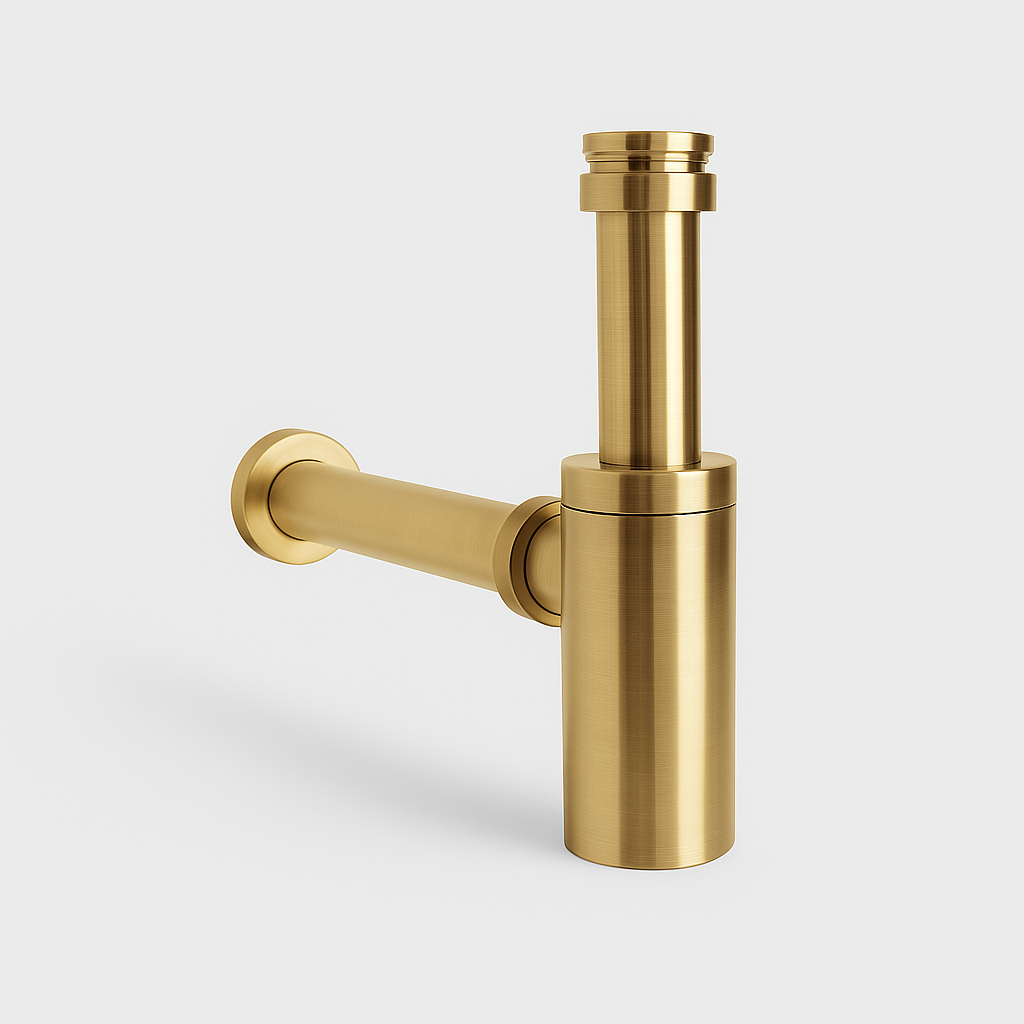 Ovia Round Bottle Trap Brushed Gold