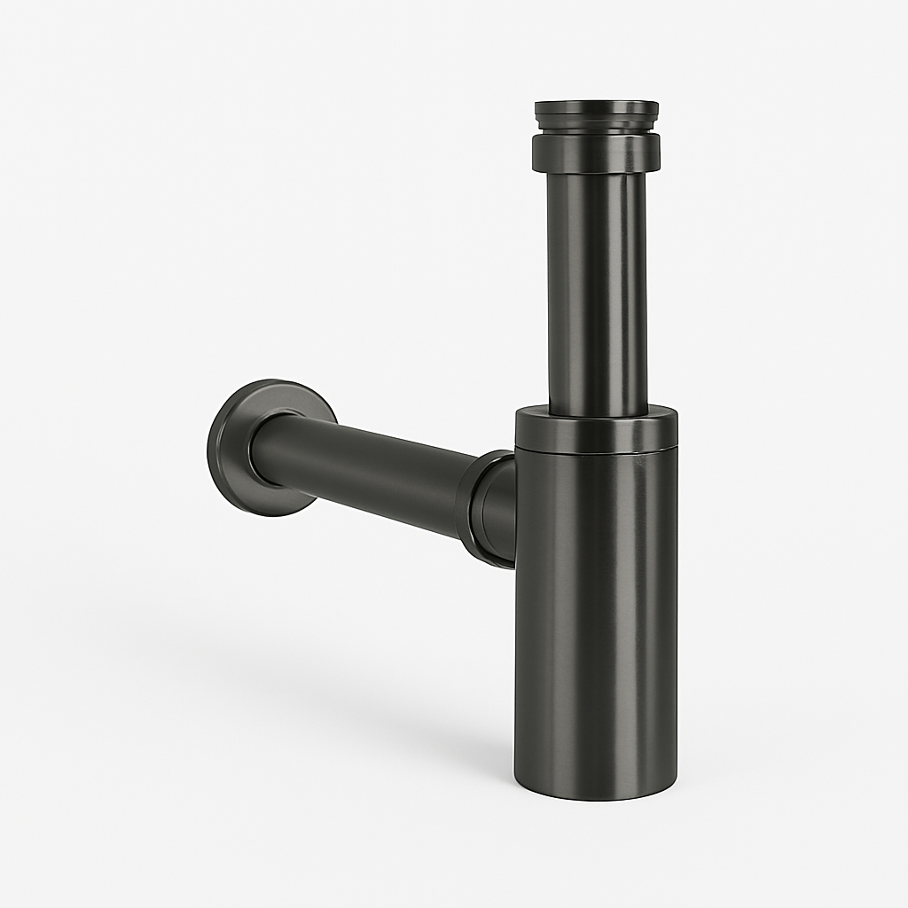 Ovia Round Bottle Trap Brushed Gun Metal