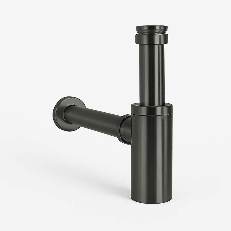 Ovia Round Bottle Trap Brushed Gun Metal