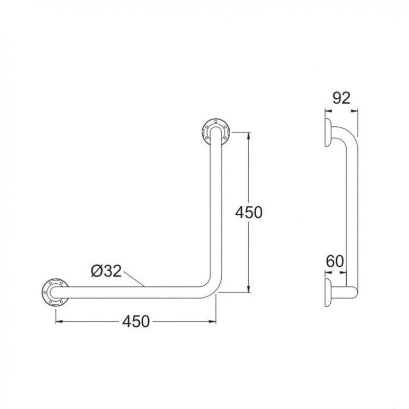 Assist Grab Rail Bar 90 Degree Ambulant Accessories Special Needs With Concealed Wall Flanges Stainless Steel 304