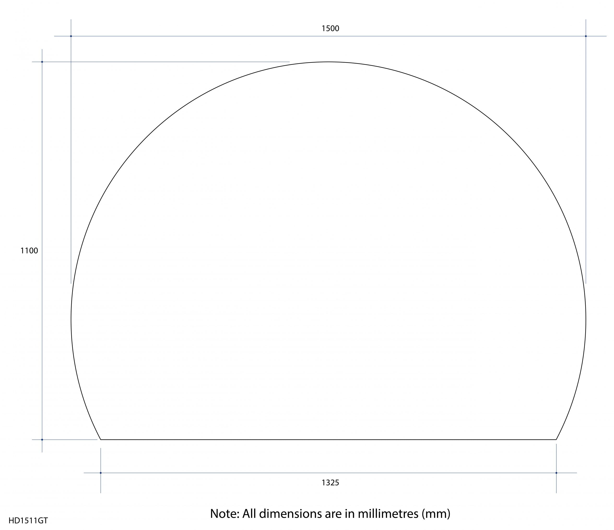 Thermogroup 1500x1100x5mm D-Shaped Polished Edge Mirror with Demister (Glue to Wall)