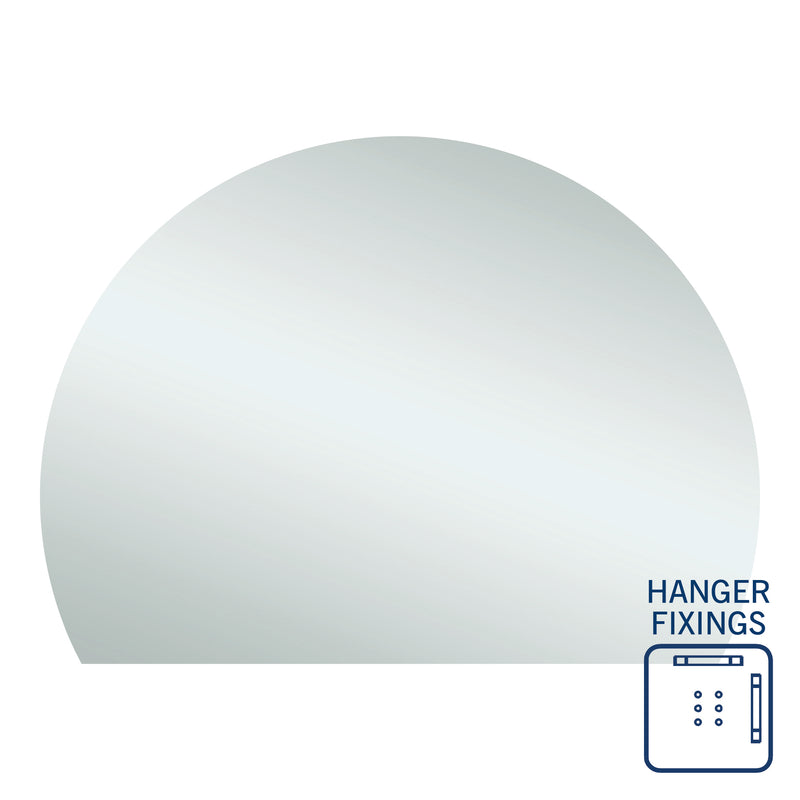 Thermogroup 1500x1100x11mm D-Shaped Polished Edge Mirror (Hanger Fixings)