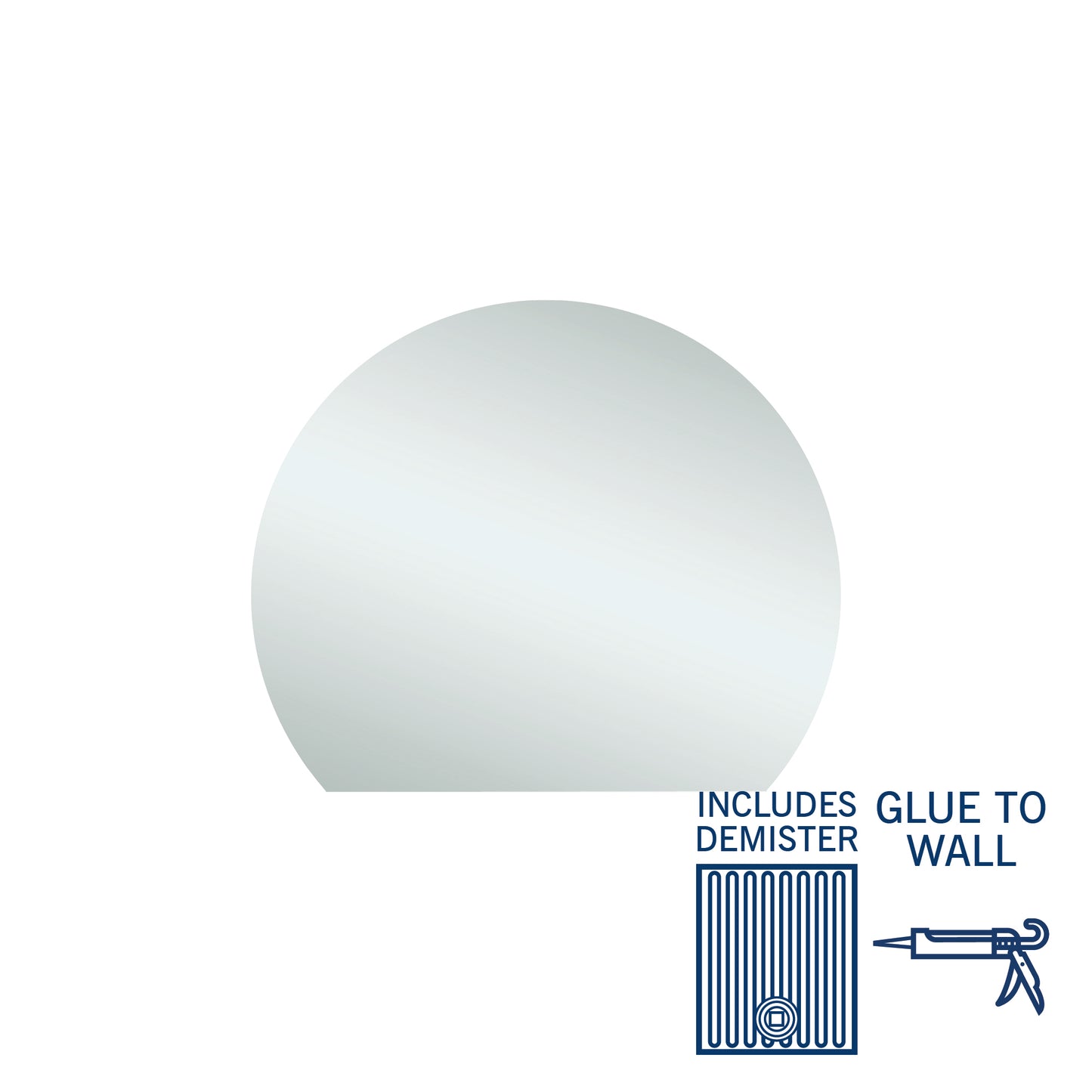 Thermogroup 900x750x5mm D-Shaped Polished Edge Mirror with Demister (Glue to Wall)