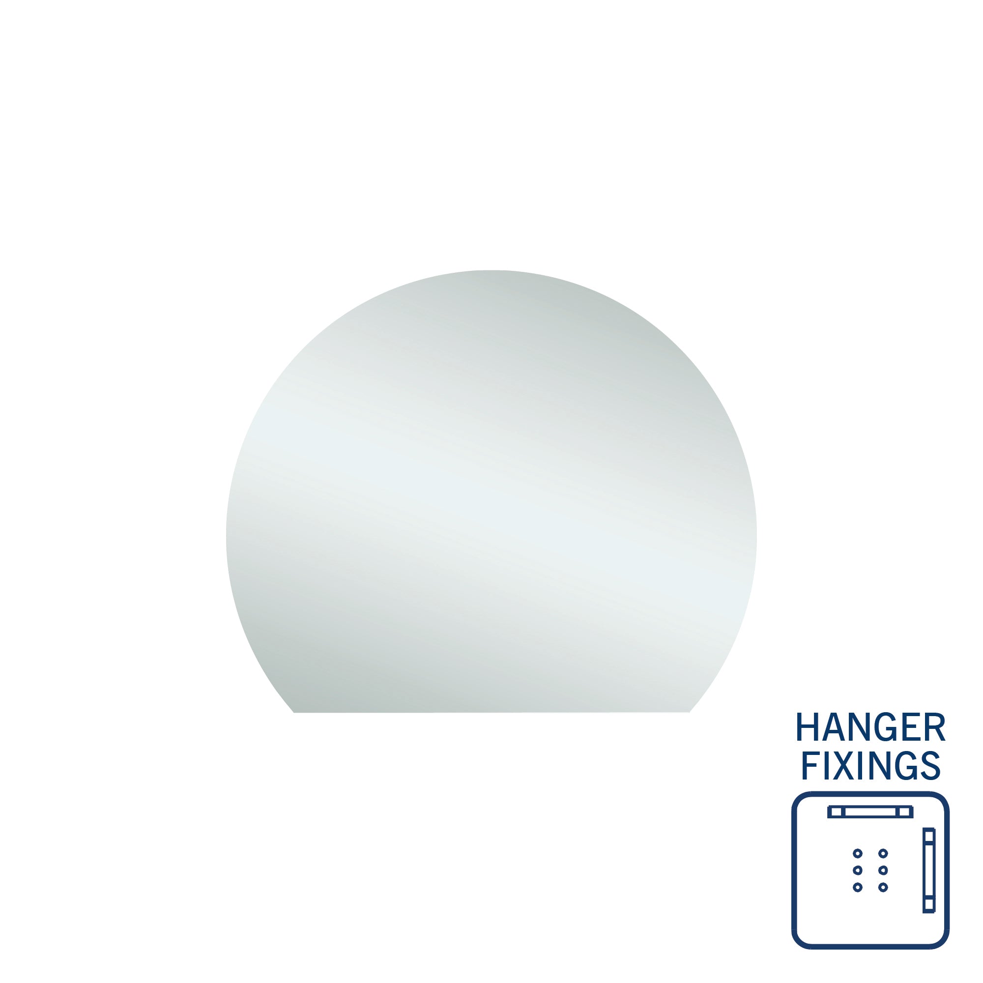Thermogroup 900x750x11mm D-Shaped Polished Edge Mirror (Hanger Fixings)