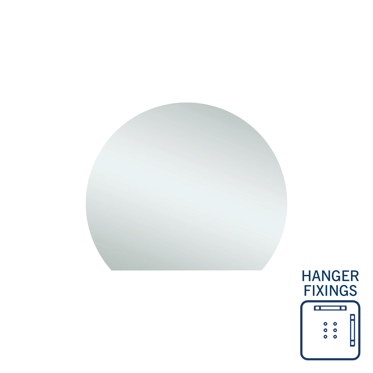 Thermogroup 900x750x11mm D-Shaped Polished Edge Mirror (Hanger Fixings)