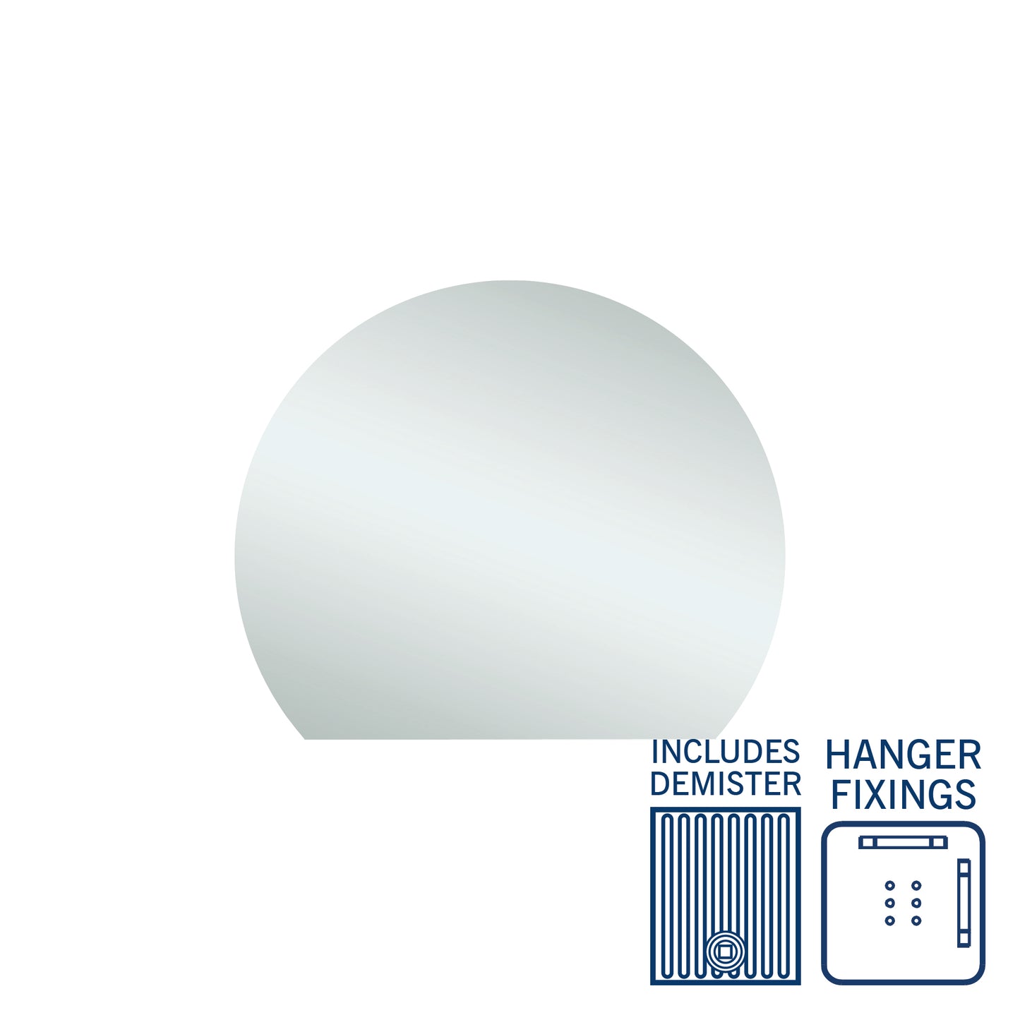 Thermogroup 900x750x11mm D-Shaped Polished Edge Mirror with Demister (Hangers Fixings)