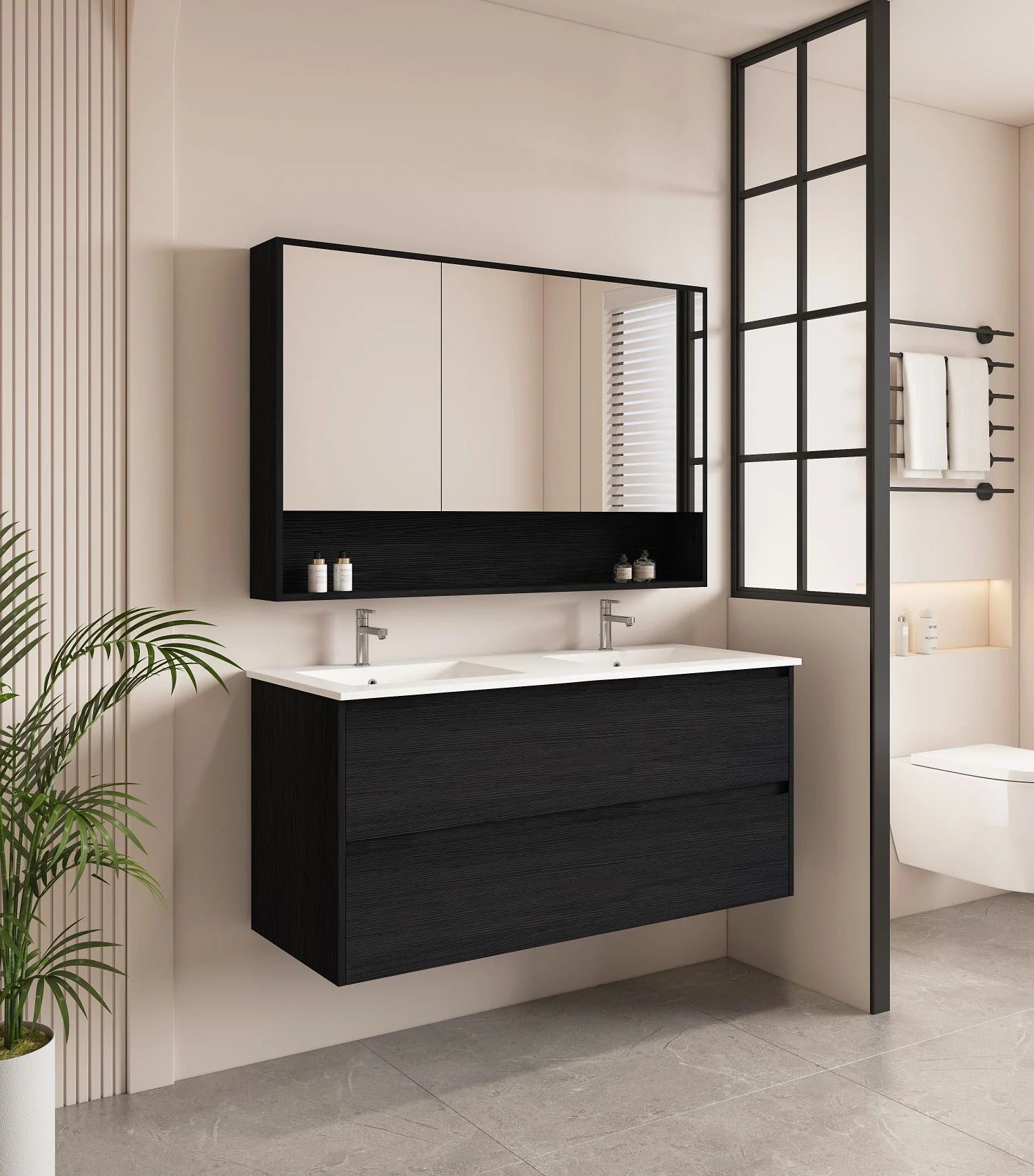Hera 1200mm Wall Hung Vanity Black Oak