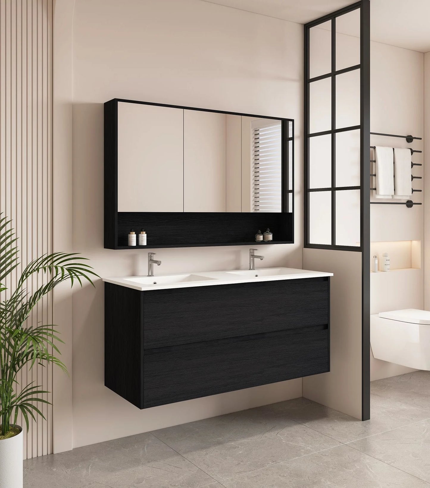 Hera 1200mm Wall Hung Vanity Black Oak