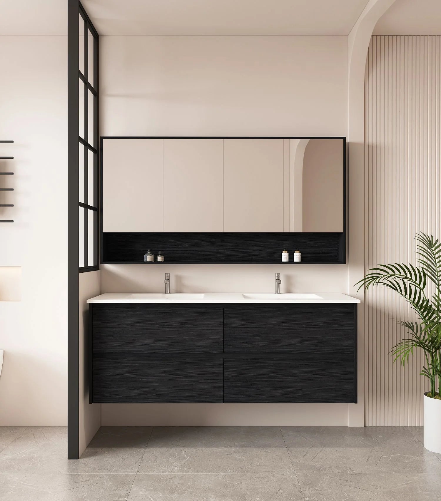 Hera 1500mm Wall-Hung Vanity Black Oak