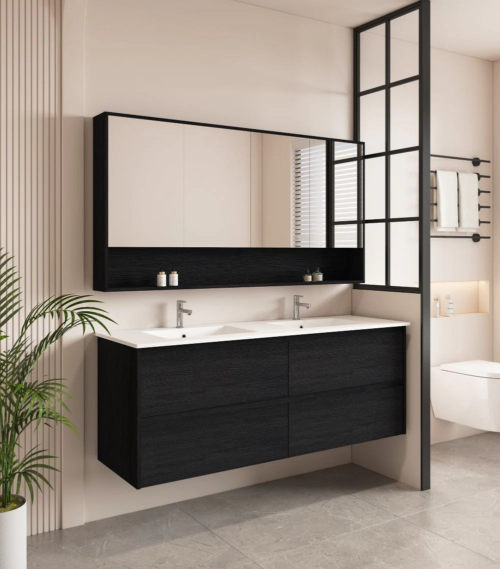 Hera 1500mm Wall-Hung Vanity Black Oak