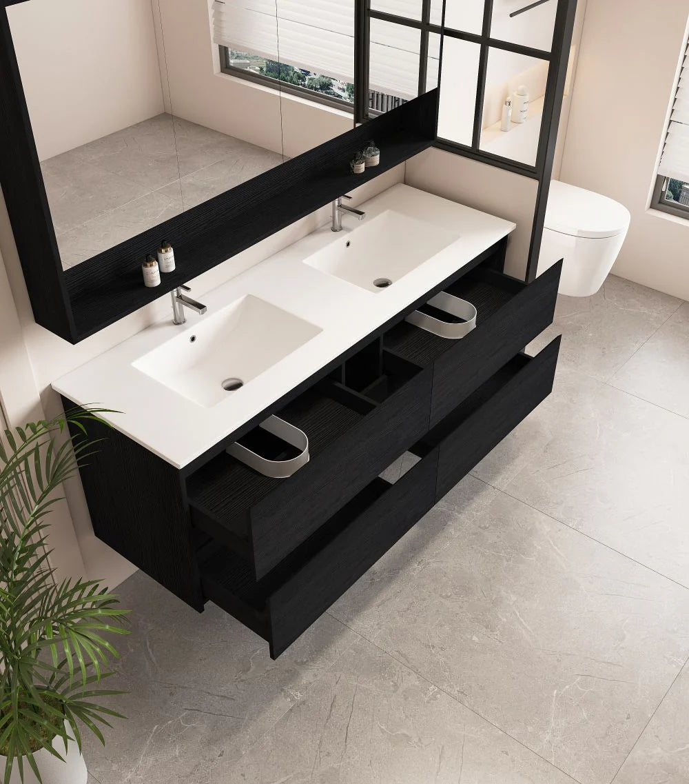 Hera 1500mm Wall-Hung Vanity Black Oak