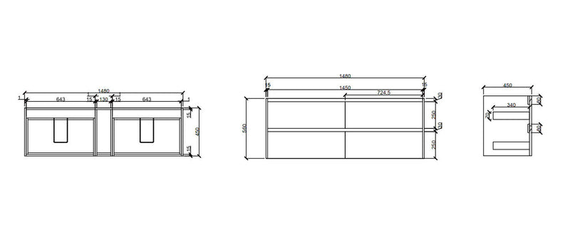 Hera 1500mm Wall-Hung Vanity Tasmanian Oak