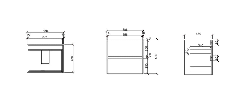 Hera 600mm Wall-Hung Vanity Black Oak