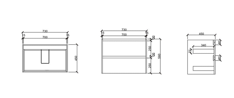 Hera 750mm Wall-Hung Vanity Tasmanian Oak